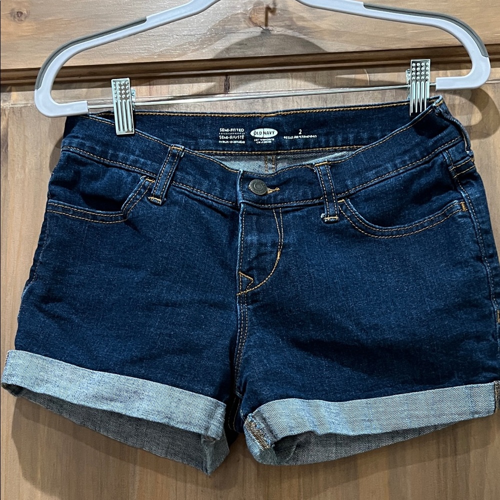 Old Navy Dark Blue Denim Cuffed Women's Shorts